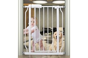 HOOOEN Small Narrow Baby Gate for Stairs Doorways Hallways 24 Inch to 29 Inch Wide Pressure Mounted Baby Gate Walk Through Child Gates for Kids or Pets Indoor Safety Gates