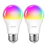 ANWIO 2-Pack Smart Light Bulbs 8.5W