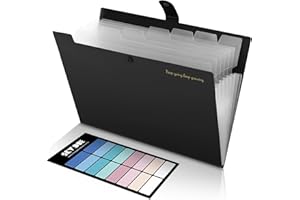 SKYDUE Accordion File Organizer, Expanding File Folder with 8 Pockets, Portable Document Paper Receipt Organizer, Letter/A4 Size Filing Folder School Office Supplies Black