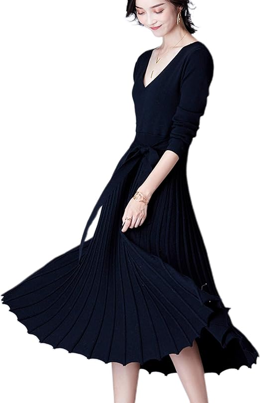 Amazon ニット ワンピース 春 冬 ニットワンピース カシュクール