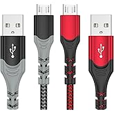 KOOWOD PS4 Controller Charger Charging Cable – 2 Pack 10FT Nylon Braided Micro USB 2.0 High Speed Data Sync Cord for PlayStat