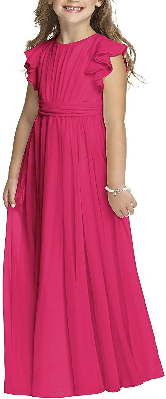 Castle Fairy Flower Girl Dress Chiffon Flutter Sleeve Holy Communion Dress Junior Bridesmaid Dress