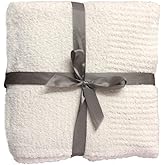 Knit Throw Blanket Super Soft Warm Blanket for Couch Lightweight Fluffy Blanket for Bed Sofa 50x60 Inches Cream