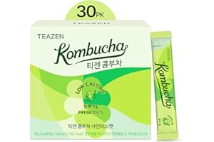 TEAZEN Shine Muscat Kombucha Tea, Electrolyte & Hydration Drink Mix, Sugar Free, Live Probiotics & Prebiotics, 30 Sticks, 5.29oz