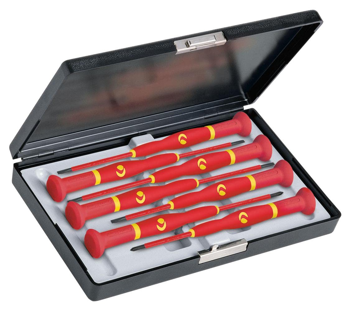 WITTE 89367 - Juegos de 7 destornilladores de precisión WITTRON VDE en estuche de plástico antichoque (PL/PH)