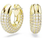 Swarovski Dextera Hoop Earrings, Pav&eacute;, White, Gold-tone Finish
