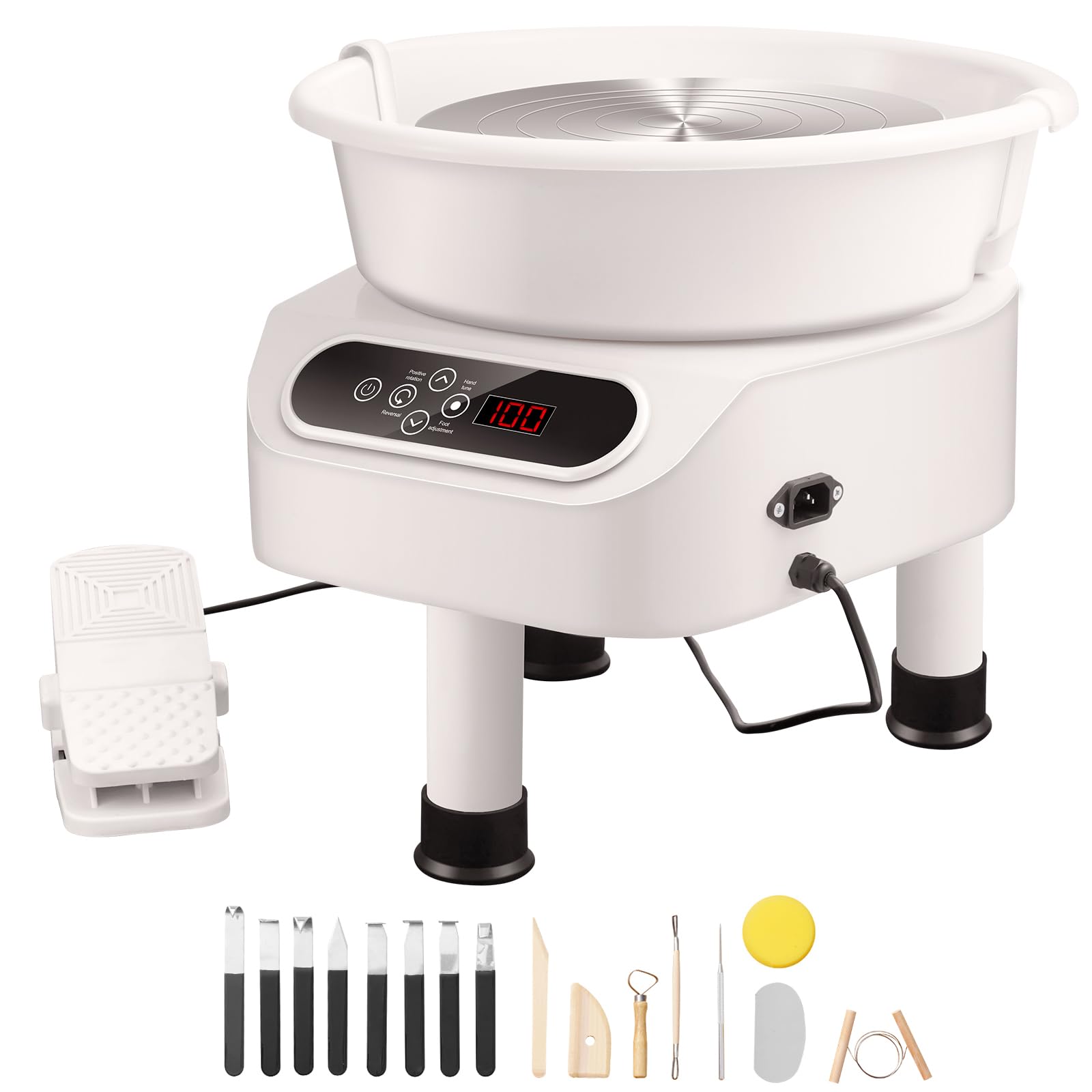 Photo 1 of **DIRT**VEVOR 11 inch Pottery Wheel for Adults, 450W Forming Machine with Direct Drive Motor and LCD Touch Screen, 50-300RPM Speed Adjustable Foot Pedal Detachable Basin, for Art Craft Work Home DIY, White