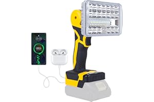 【36w・6500k】 Cordless LED Work Light Compatible with DeWalt 20V Battery, Portable Flood Light Flashlight with USB/Type C Charg