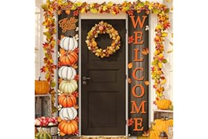 FARMNALL Pumpkin Maple Leaves Leaf Door Fall Decorations Porch Banner Fall Banner Autumn Thanksgiving Decorations Board Wall Hanging Farmhouse Supplies Pumpkin Porch Decorations Outdoor for Home Office Holiday