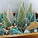 Goldenlight 12 Pack Miniature Christmas Trees Tiny Sisal Trees Artificial Mini Pine Tree with Snow and Wood Base for Christmas Snow Globe Decoration Crafts