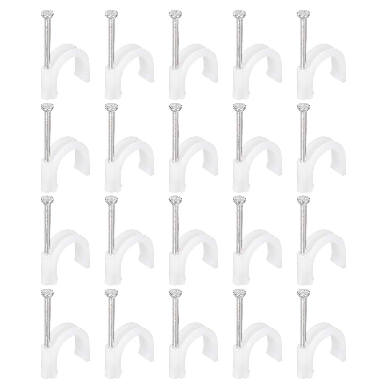 PATIKIL Half Clamp J-Hook with Nail, 70Pcs 3/4"/20mm Pex Pipe Fixture Cable Nail Clip Support Holder for Tubing Fixing CPVC Copper Pipe Fixing Connection, White, 50mm Long Nail