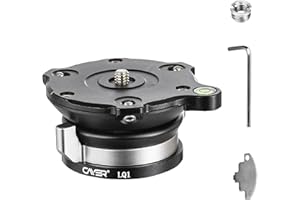 Cayer Tripod Leveling Base Head, Alunimum Camera Leveler with 55 mm Flat Base, Leveling Head with 1/4" Screw, Compatible with DSLR Cameras, Tripods, Monopods 17.6 lbs Load Capacity