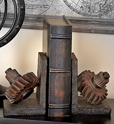 Poly-stone Gear Bookend, 7 By 5-inch, Set of 2