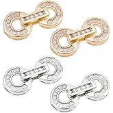 PH PandaHall 4 Sets Necklace Enhancer Clasp Golden Silver Bracelet Connector Clasp Cubic Zirconia Fold Over Clasps Openable Zirconia Clasps for Pearl Gemstone DIY Necklace Bracelet Jewelry Making