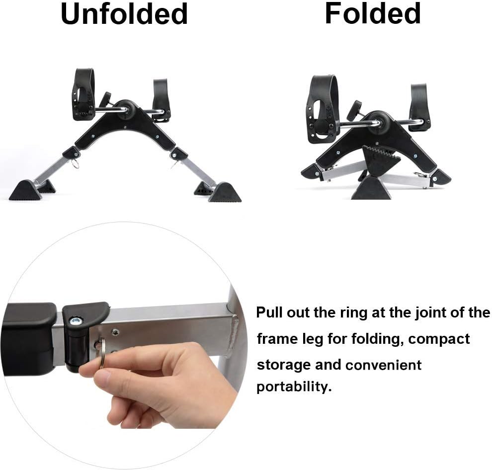 DECELI Under Desk Bike Pedal Exerciser-Folding Portable Exercise Peddler with Electronic Display for Legs and Arms Workout（Black）: Health & Personal Care