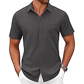 COOFANDY Mens Short Sleeve Button Down Shirts Casual Dress Shirts for Men Summer Untucked Shirts with Pocket