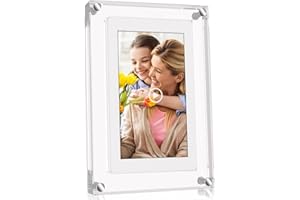 5 Inch Acrylic Video Picture Frame with 4GB Memory, Digital Motion Video Loop Player with Sound, Rechargeable Desktop Display