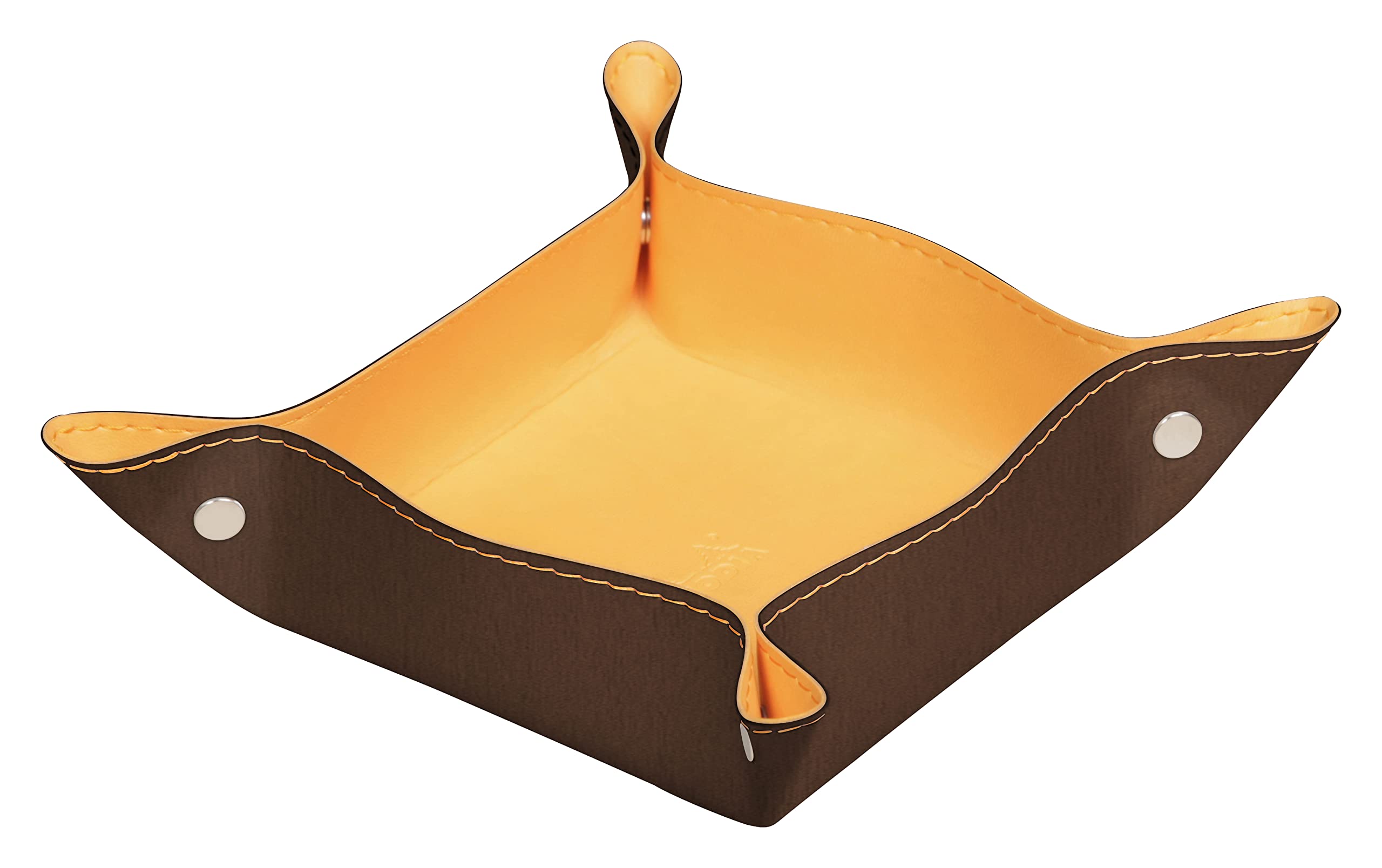 RHODIA 194585C - Bronze Reversible Tidy Box - 12x12x4.5 cm - Orange Saddle Stitching, Magnetic Corners - Faux Leather - Home Office Collection Rhodiarama - Office Organization & Designer Storage — image 1