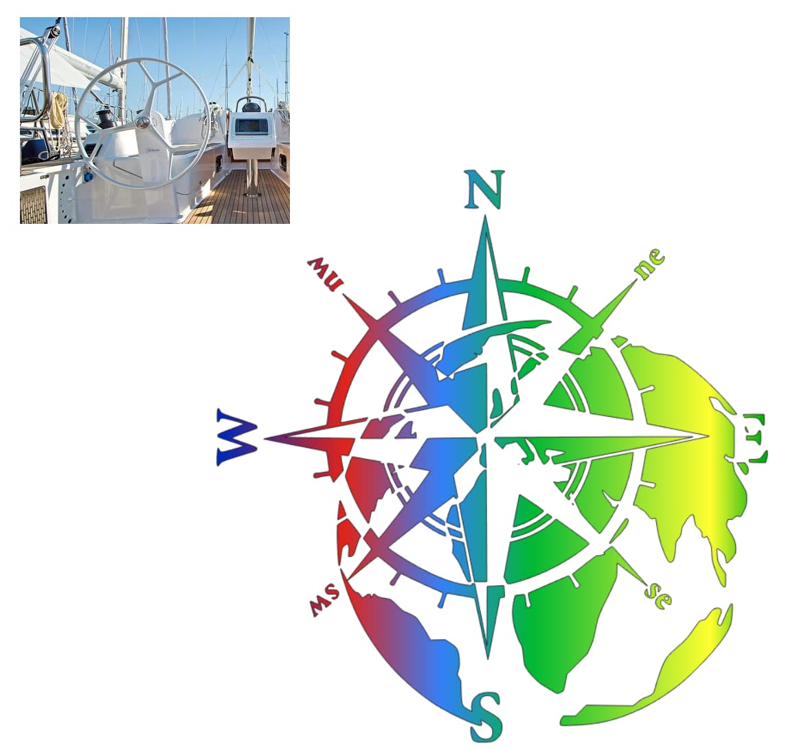 Compass Sticker for Outdoor and Indoor (RPT 53) (9 cm, Colourful 14/1)