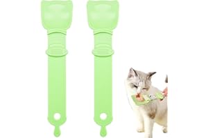 PETIT MANON 2PCS Cat Strip Feeder, Cat Strip Squeeze Spoon, Cat Claw Shaped Cat Food Can Spoon, Multifunctional Lickable Wet Cat Treat Dispenser for Cat Liquid Snack Cat Feeding Food Storage(Green)