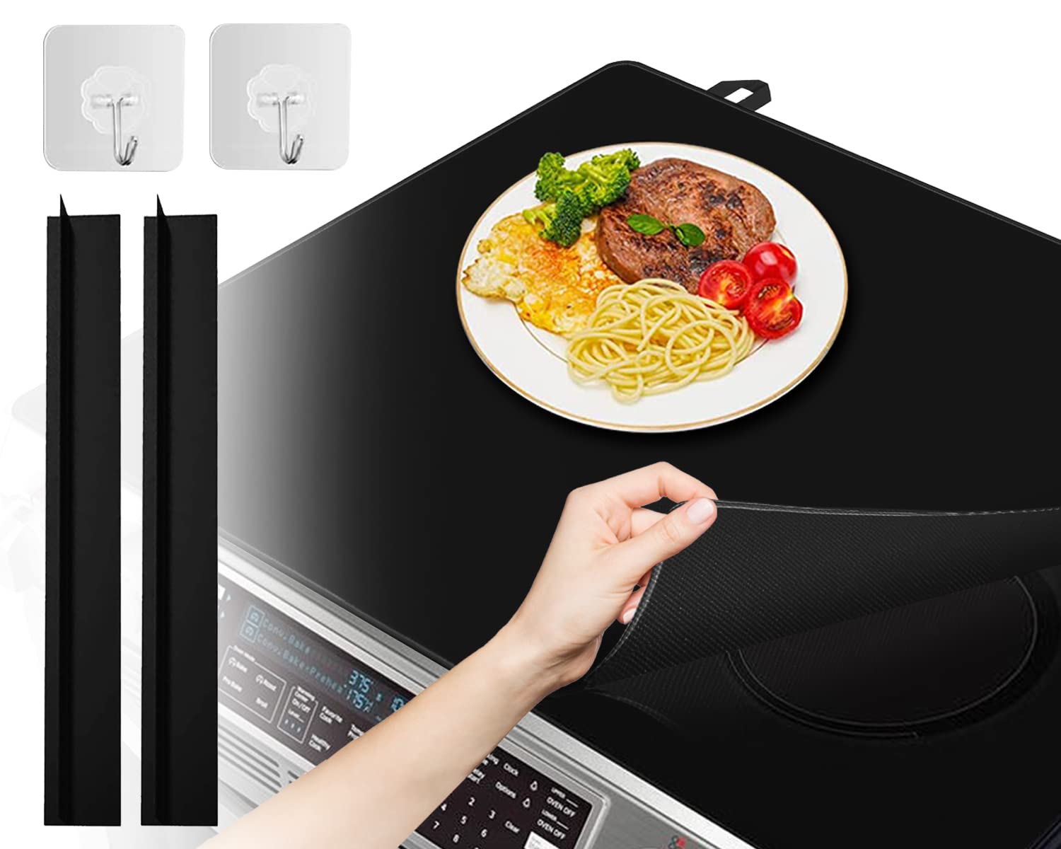 Photo 1 of Stove Covers, Heat Resistant Glass Stove Top Cover for Electric Stove with 2Pcs Gap Covers, Large Cooktop Cover 28.5×20.5in [Anti-Slip Coating] Protector for Electric Glass Stove Washer Dryer Top
