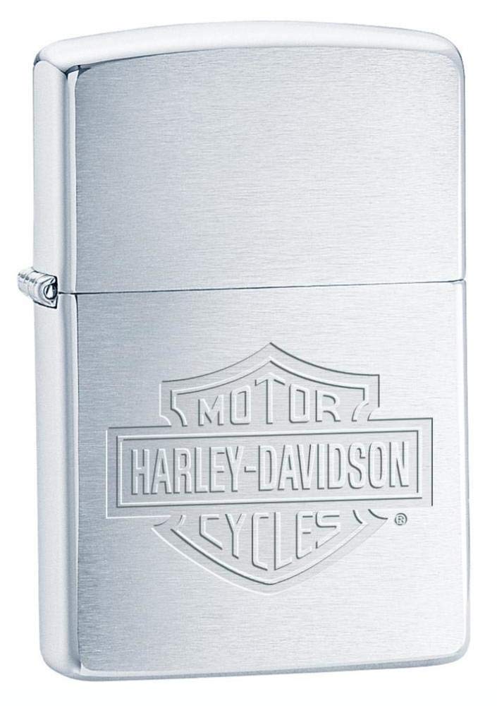zippo Harlet Davidson engraved logo lighter - brushed chrome