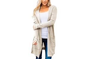 MEROKEETY Women's 2024 Long Sleeve Open Front Hoodie Knit Sweater Cardigan Outwear