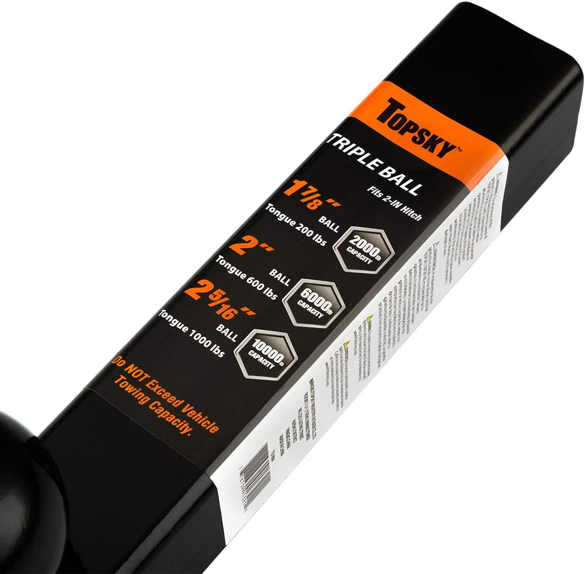 TOPSKY Trailer Hitch Mount Tri Ball Hitch, 1-7/8",2"&2-5/16" Trailer Ball, Black Ball Hitch, Hollow Shank,TS2004: Automotive