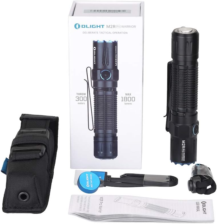 OLIGHT M2R Pro Warrior 1800 Lumens USB Magnetic Rechargeable Dual Switches Tactical Flashlight with 300 Meters Beam Distance, Powered by 5000mAh 21700 Battery: Sports & Outdoors