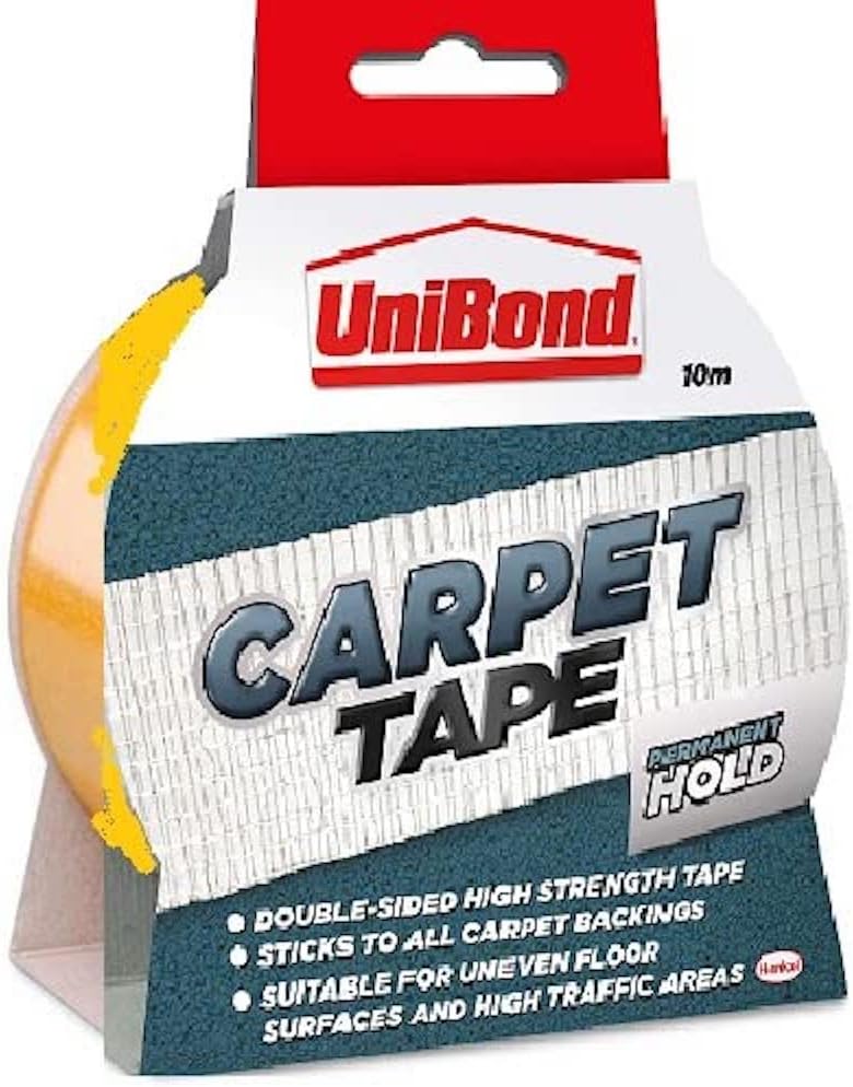 Unibond Permanent Carpet to Floor Tape 50 mm x 10 m High Strength Yellow