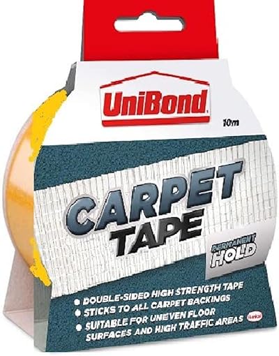 Unibond Permanent Carpet to Floor Tape 50 mm x 10 m High Strength Yellow