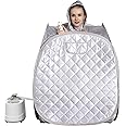 Smartmak Portable Sauna Kit, one Person Full Body at Home Spa Hat Tent, Include 2L Steamer with Remote Control for Detox US Plug- Grey