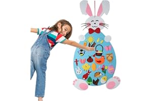 AUDWON DIY Easter Bunny, Toddler Easter Felt Board Decorations for Home, Kids DIY Rabbit Crafts with Easter Egg and Bunny Detachable Puzzle Ornaments, Easter Wall Hanging Decoration Games Party Favors (Pink)