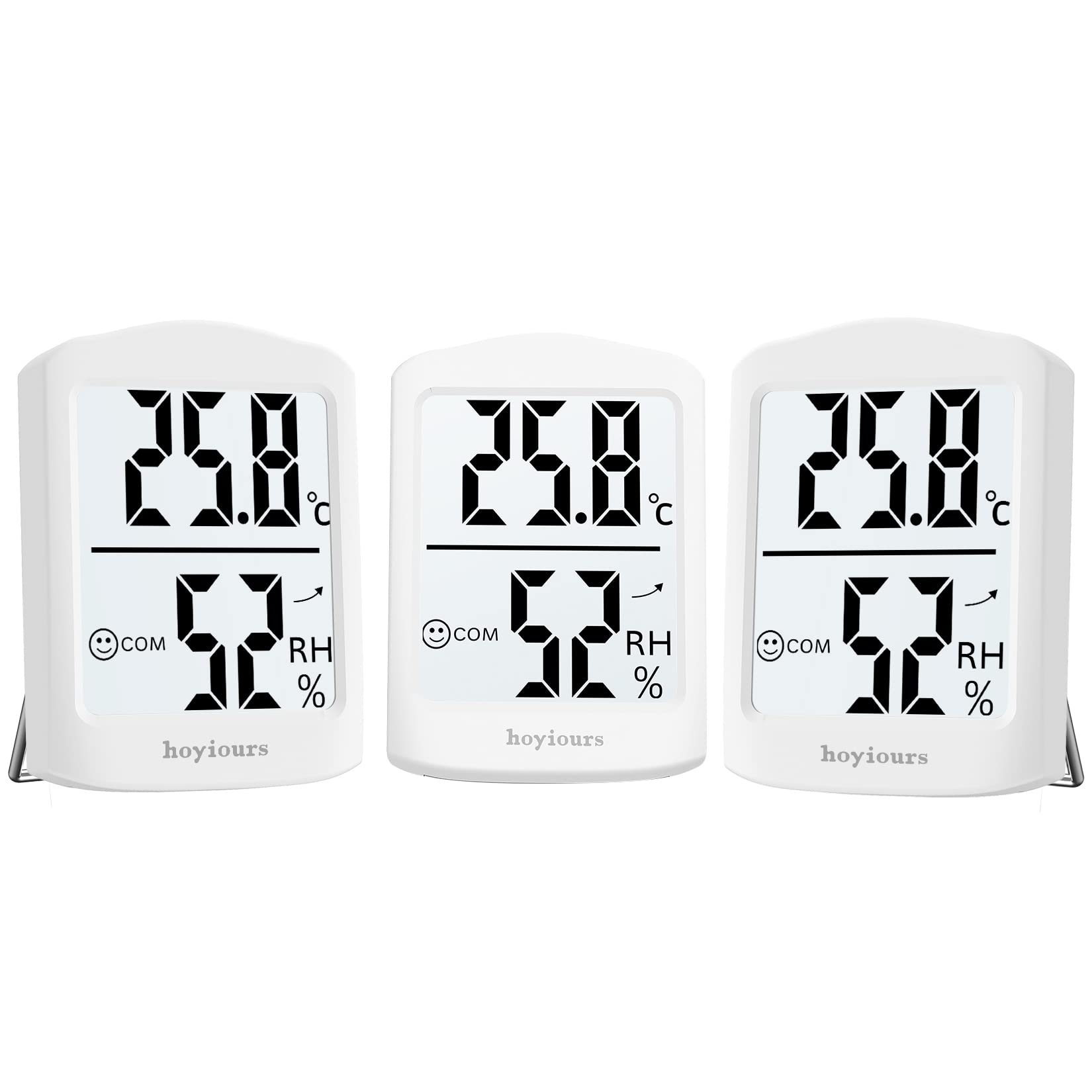 hoyiours Room Thermometer Digital Indoor Hygrometer, Room Thermometer Temperature Monitor, 3 Pack Thermo-Hygrometer, White