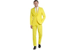 Offstream Men's Party Costume - 2 Piece Solid Color Outfit for Halloween Party with Jacket - Pants & Tie