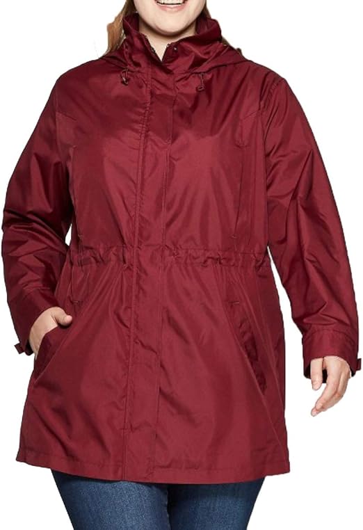 Ava & Viv Women's Plus Size Rain Jacket Burgundy (X