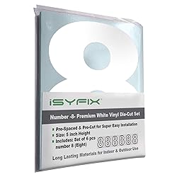 iSYFIX White Vinyl Number 8 (Eight) Stickers - 6