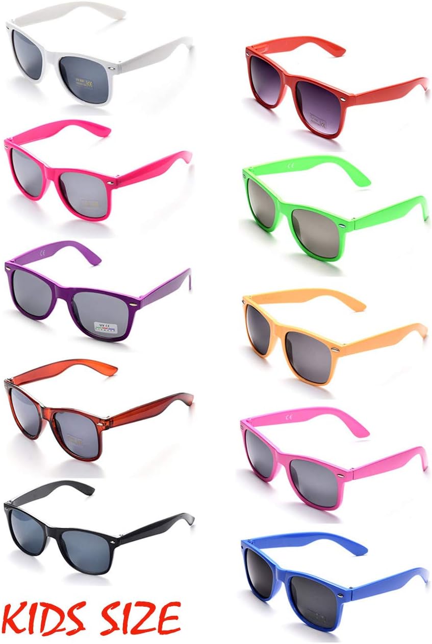 Onnea 10 Pieces Sunglasses for Kids Party Favor Supplies Neon Colors Wholesale,One Size for Kids Only (Mix-10)