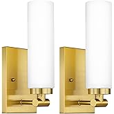 Emak Brushed Gold Wall Sconce, Modern Bathroom Vanity Sconces Wall Light Fixtures with Milk Glass Shade for Bathroom, Mirror,