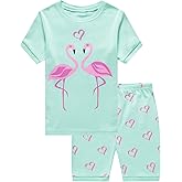 Popshion Little Girls Pajamas Summer Short Sets Mermaid Sleepwear 100% Cotton Toddler Pjs Clothes Size 2-8 Years