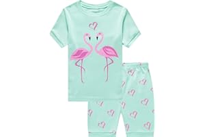 Popshion Little Girls Pajamas Summer Short Sets Mermaid Sleepwear 100% Cotton Toddler Pjs Clothes Size 2-8 Years