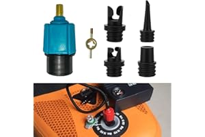 PeSandy SUP Pump Adaptor Air Valve Converter, 7MM Inlet Opening Air Pump Converter with 4 Standard Air Valve Nozzles for Inflatable Boat, Stand Up Paddle Board, Inflatable Bed, Etc - Blue
