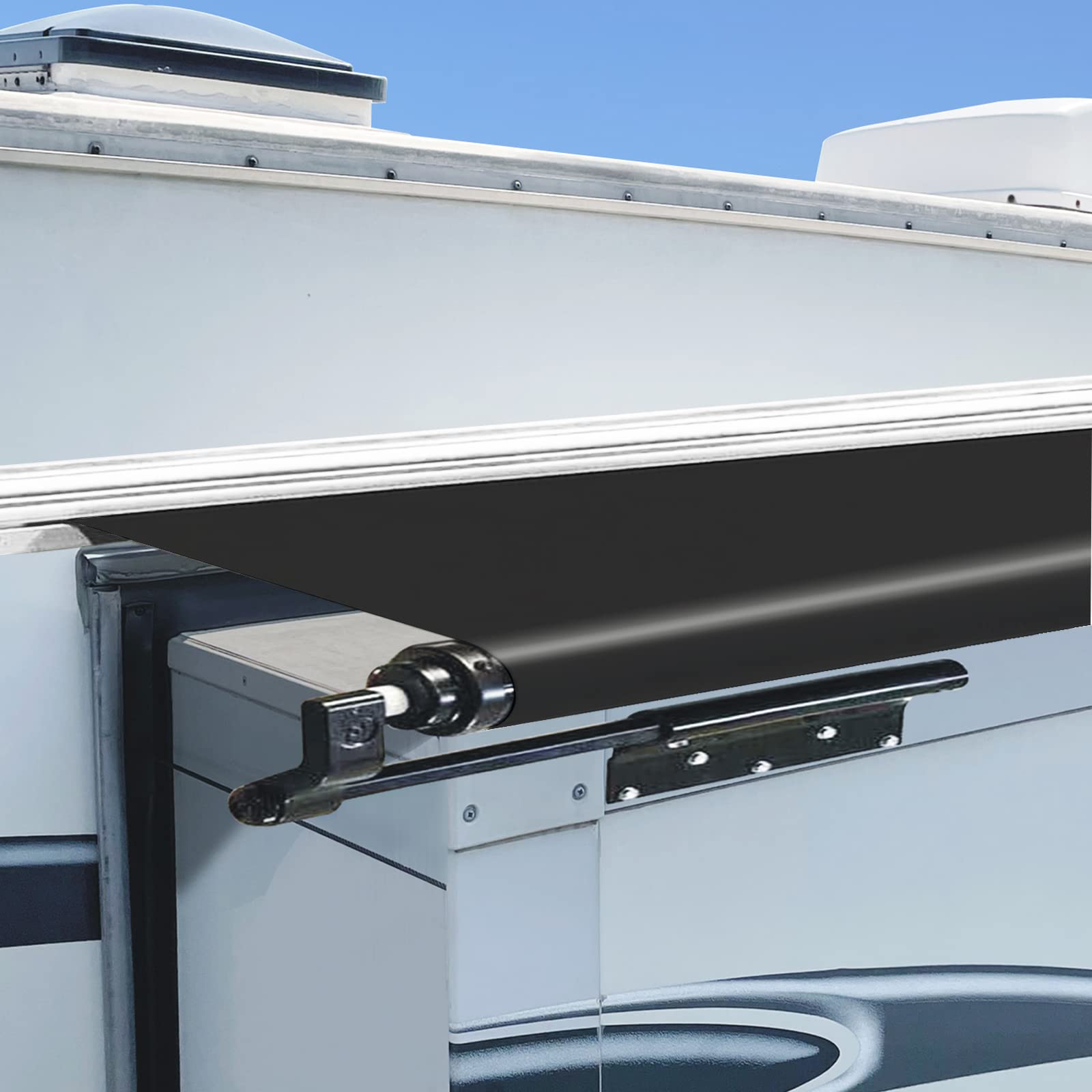 Photo 1 of Dulepax-RV Slide Out Awning Fabric Replacement-(46" x 110", Black- Fabric only)-Universal Slide-Topper Replacement for 5th Wheel RVs, Travel Trailers and Motorhomes