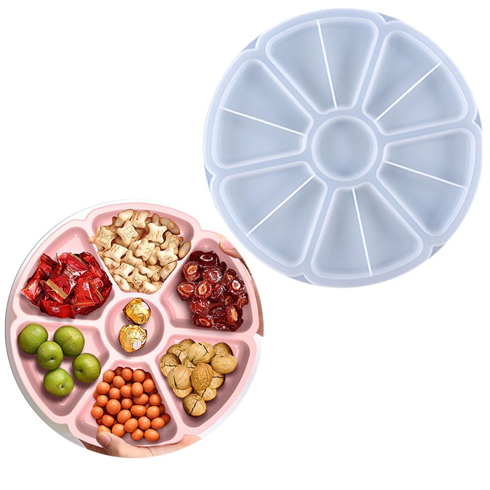 KyeeaDIY Flower Fruit Trays Resin Mold Star Jewelry Storage Box Silicone Casting Mould Round Epoxy Molds Large Nut Storage Tray Moulds for Home Decoration DIY Craft (1 Pcs)