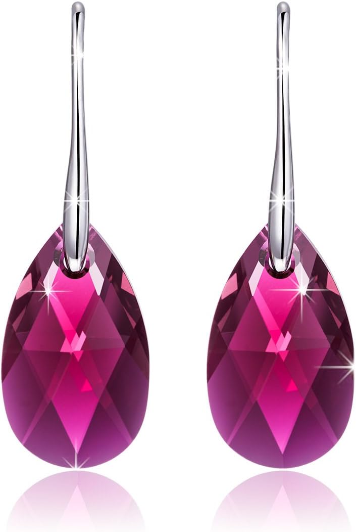 LADY COLOUR Mother's Day Jewelry Gifts for Mom, Wonderland Purple Drop Earrings with Crystals from Swarovski Hypoallergenic Jewelry Gift Box Packing, Nickel Free Passed SGS Test Anniversary Gifts
