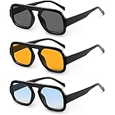 YDAOWKN Retro Square Aviator Sunglasses for Women Men Trendy Flat Top Sun Glasses UV Protection Vintage Shades
