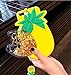 Yellow Glitter Flowing Pineapple with Strap Case for iPhone 7Plus 7+ 8+ 8Plus 5.5 Screen 3D Soft Silicone Rubber Material Ultra Thick Protective Cute Bling High Fashion Gift for Kids Women Teens Girls