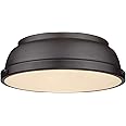Golden Lighting 3602-14 RBZ Duncan Flush Mount, Rubbed Bronze with Rubbed Bronze Shade