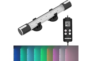 GLOWRIUM Aquarium Lights, Underwater LED Full Spectrum Aquarium Lights, IP68 Double Waterproof Submersible Aquarium Lights,10 Light Modes and infinitely dimmable, Aquarium Lights with Timer auto on/Of