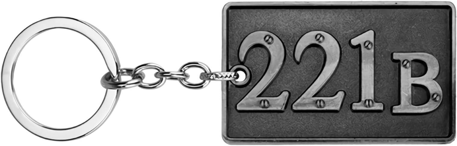 GCT Detective Sherlock Holmes Apartment 221B Design Metal Keychain for Car Bike Men Keyring (Silver)